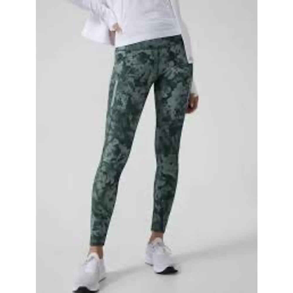 Athleta Rainier Tight Spliced Floral Minimalistic Grey Green Extra Small XS